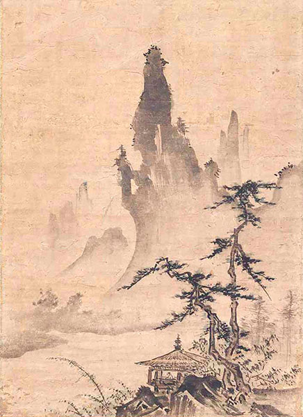重美 山水図(部分) 江西龍派・心田清播賛 伝周文筆 当館